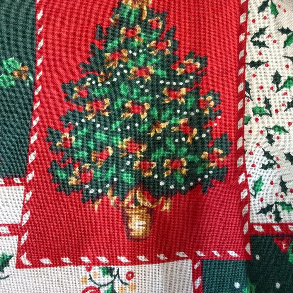 Vintage 4 Yds Wamsutta Hallmark Cards Christmas Patchwork Cotton Puppies, Kitty